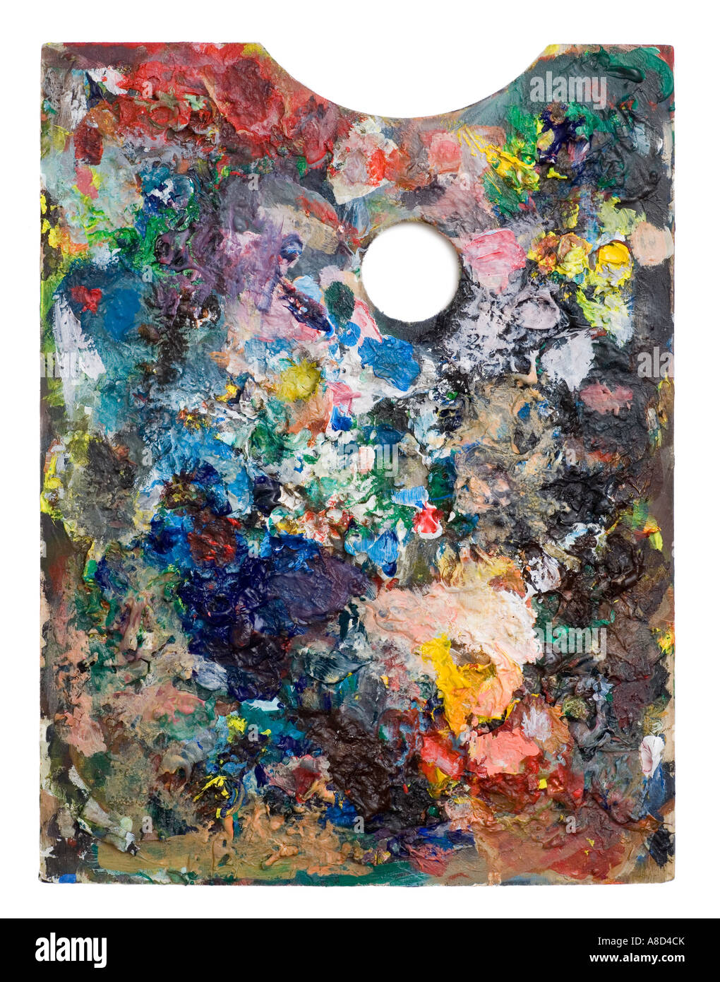 Palette de peinture à l'huile des artistes, bien utilisé Banque D'Images