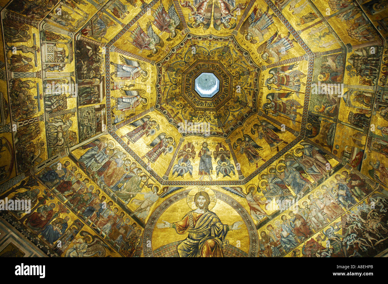 En mosaïques à l'intérieur de la s XIII Battistero di San Giovanni Florence Toscane Italie Banque D'Images