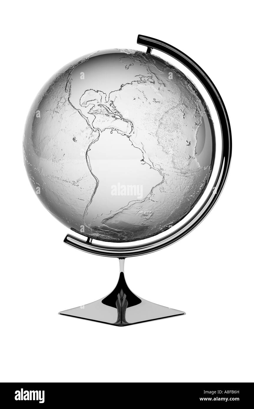 Globe d'argent montrant Amériques Banque D'Images