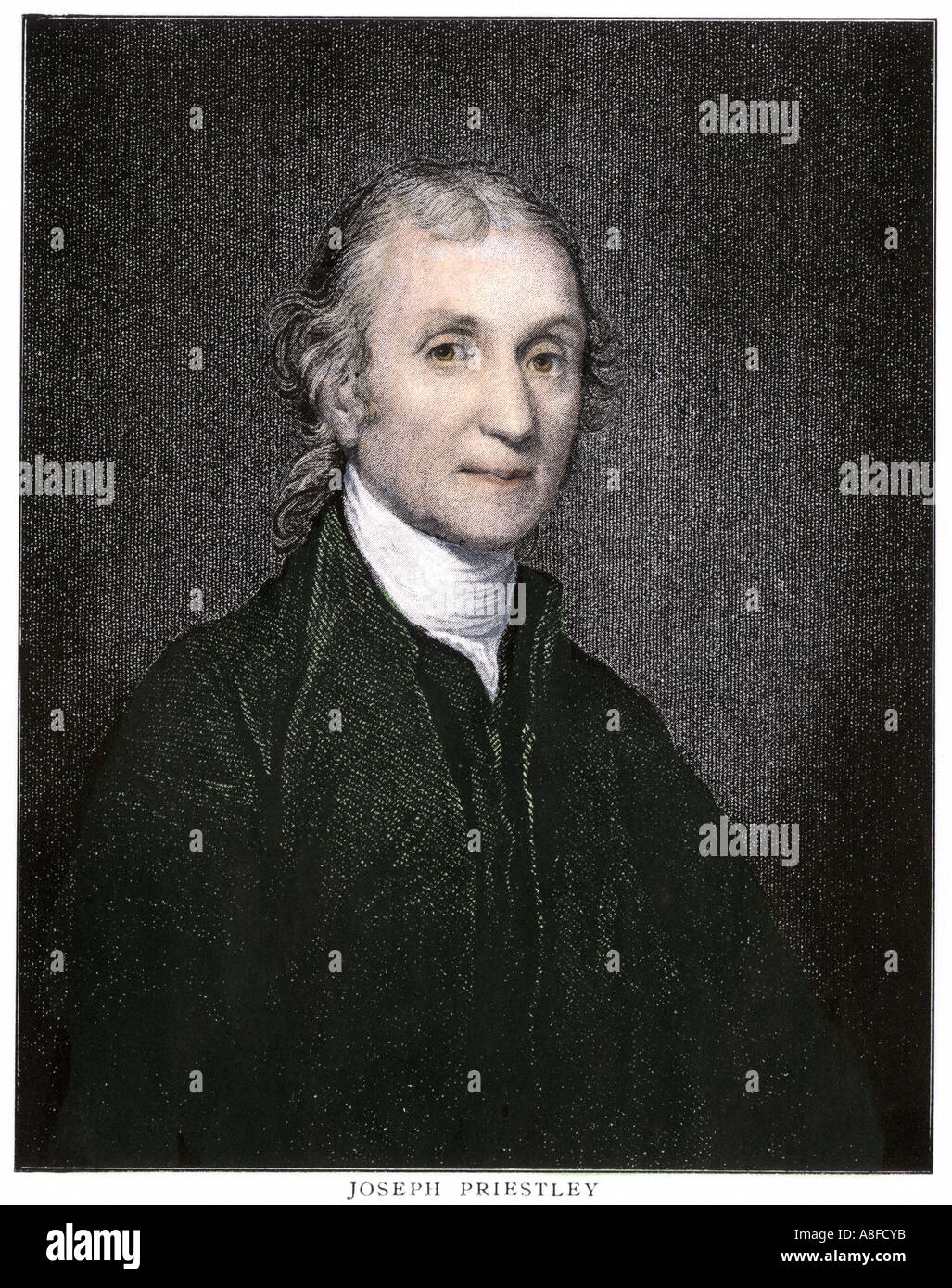 Chimiste Joseph Priestley. À la main, gravure sur bois Banque D'Images