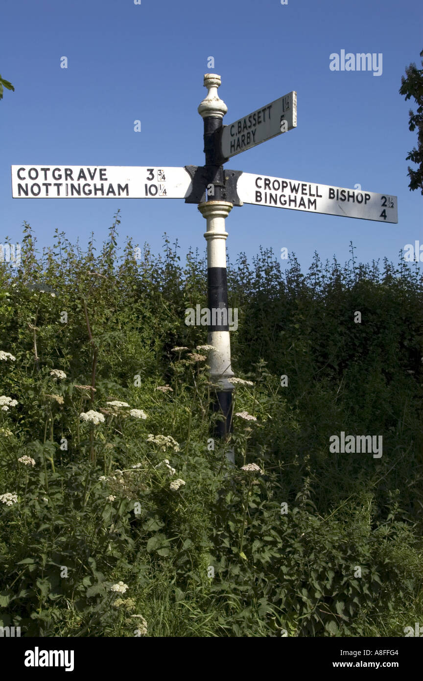 Anglais pays sign post sur le bord de grasse Banque D'Images