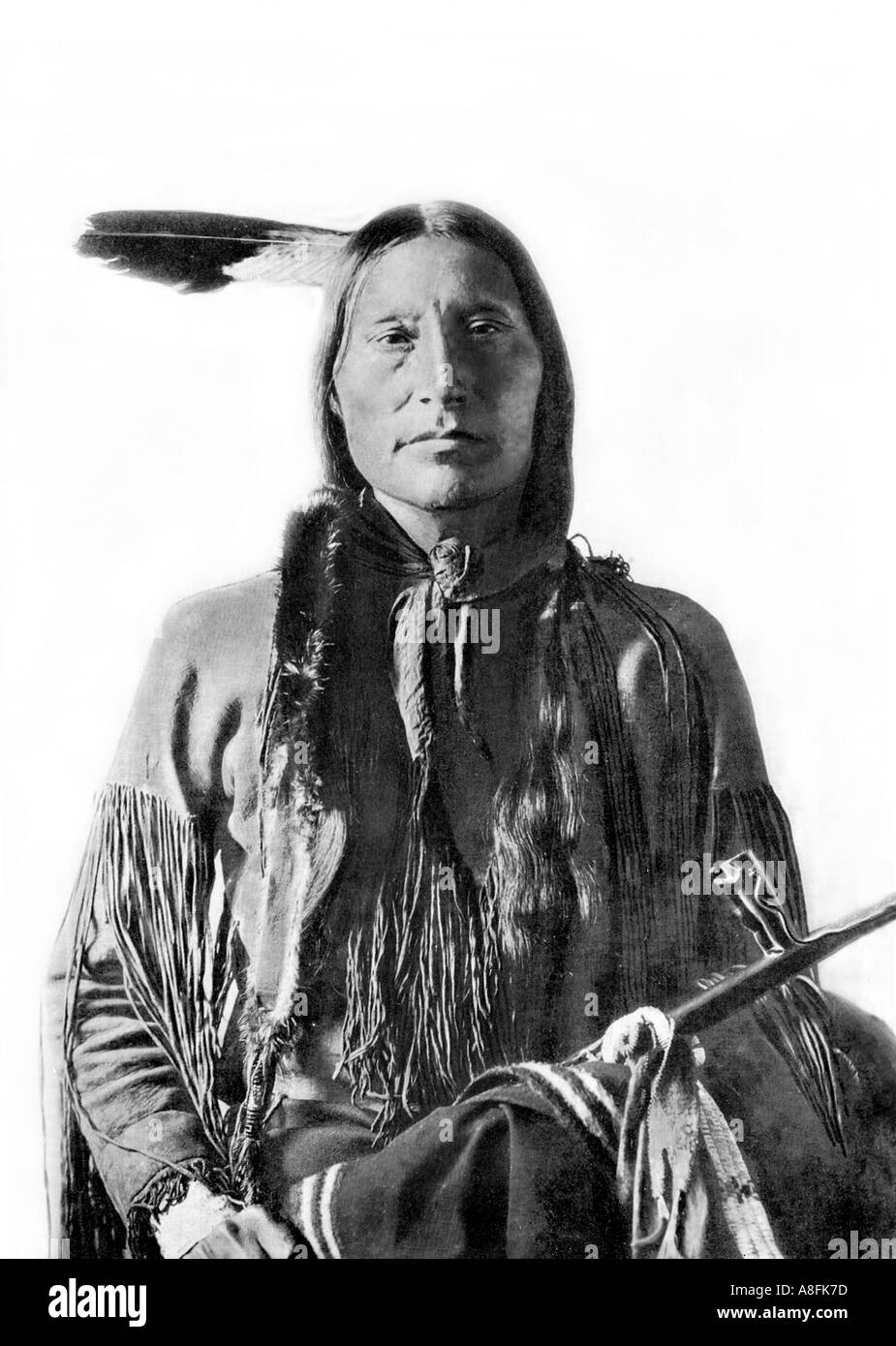19e siècle portrait d'Indien de l'Amérique du nord de l'ancienne plaque imprimé indien Algonquin tribesperson USA Dr R W Shufeldt Banque D'Images