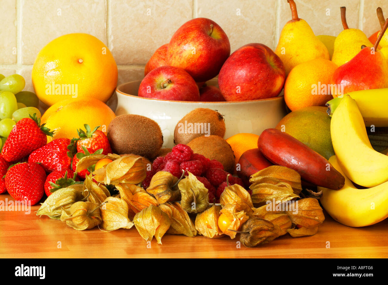 Large choix de fruits frais Banque D'Images