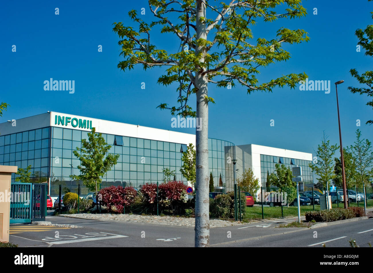 Toulouse France Bureau d'affaires technologiques contemporain Bâtiment Park Technopole 'Informil', (Société française de logiciels) (Groupe E. Leclerc) Banque D'Images