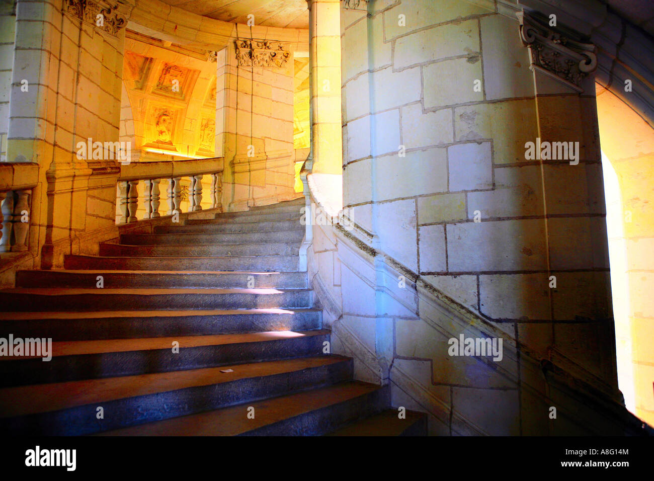 L'escalier à l'intérieur du château de Chambord loire valley france Banque D'Images