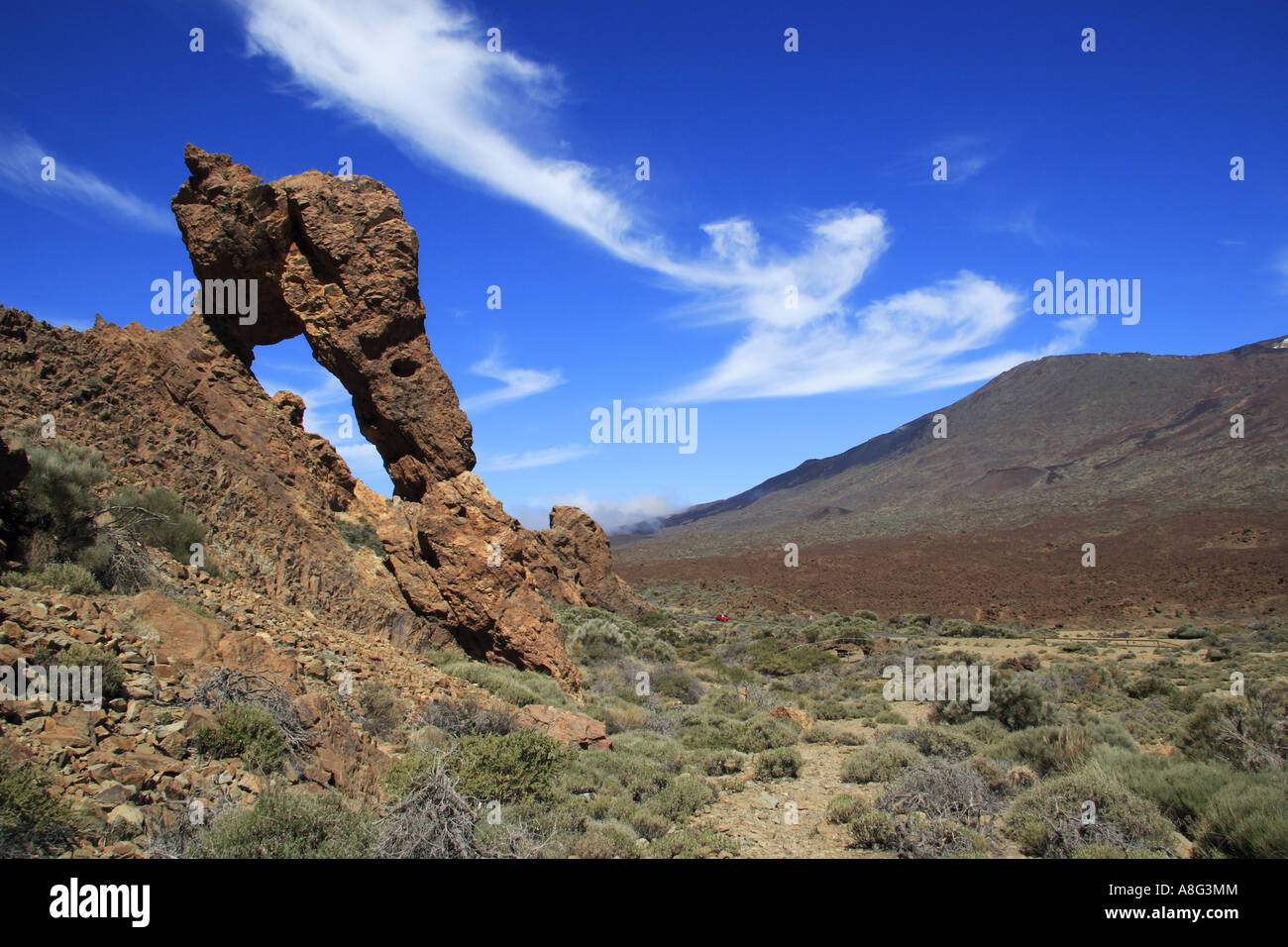 La Queens Slipper Zapatilla de La Reina Affleurement de roches sculptées par le vent Parc national de Las Canadas Tenerife Espagne Banque D'Images