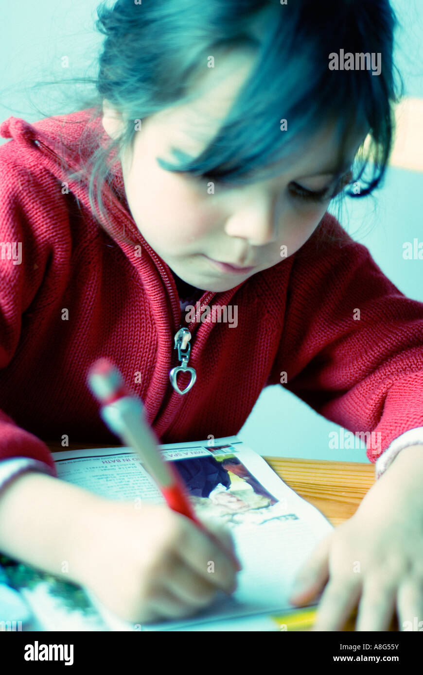 La pratique de l'enfant joined-up-écriture Banque D'Images