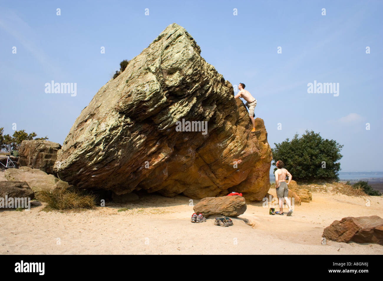 Agglestone Godlingston Rock, Heath, Studland, à l'île de Purbeck, Dorset, UK Banque D'Images