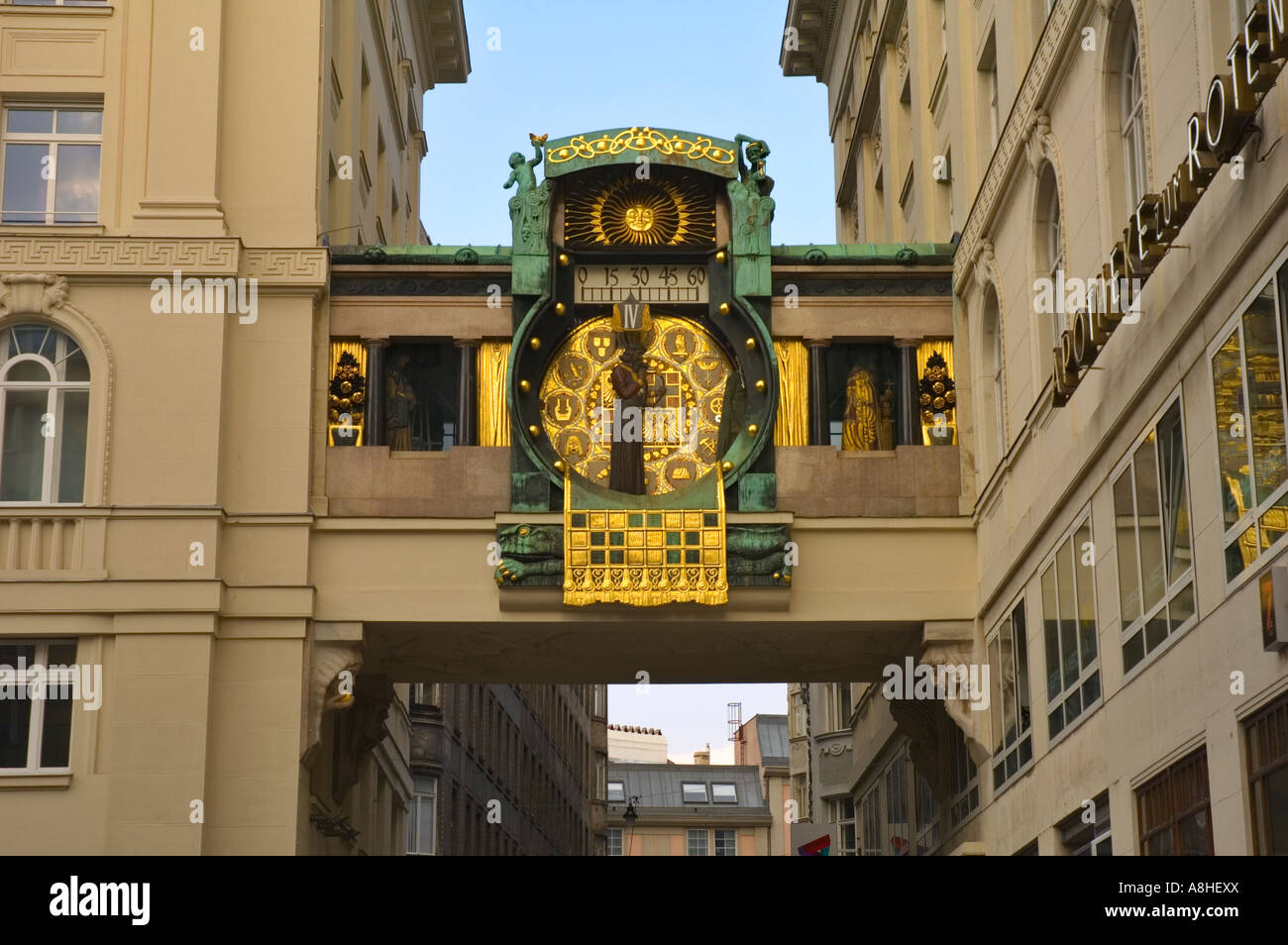 Ankeruhr réveil dans le centre de Vienne Autriche UE Banque D'Images