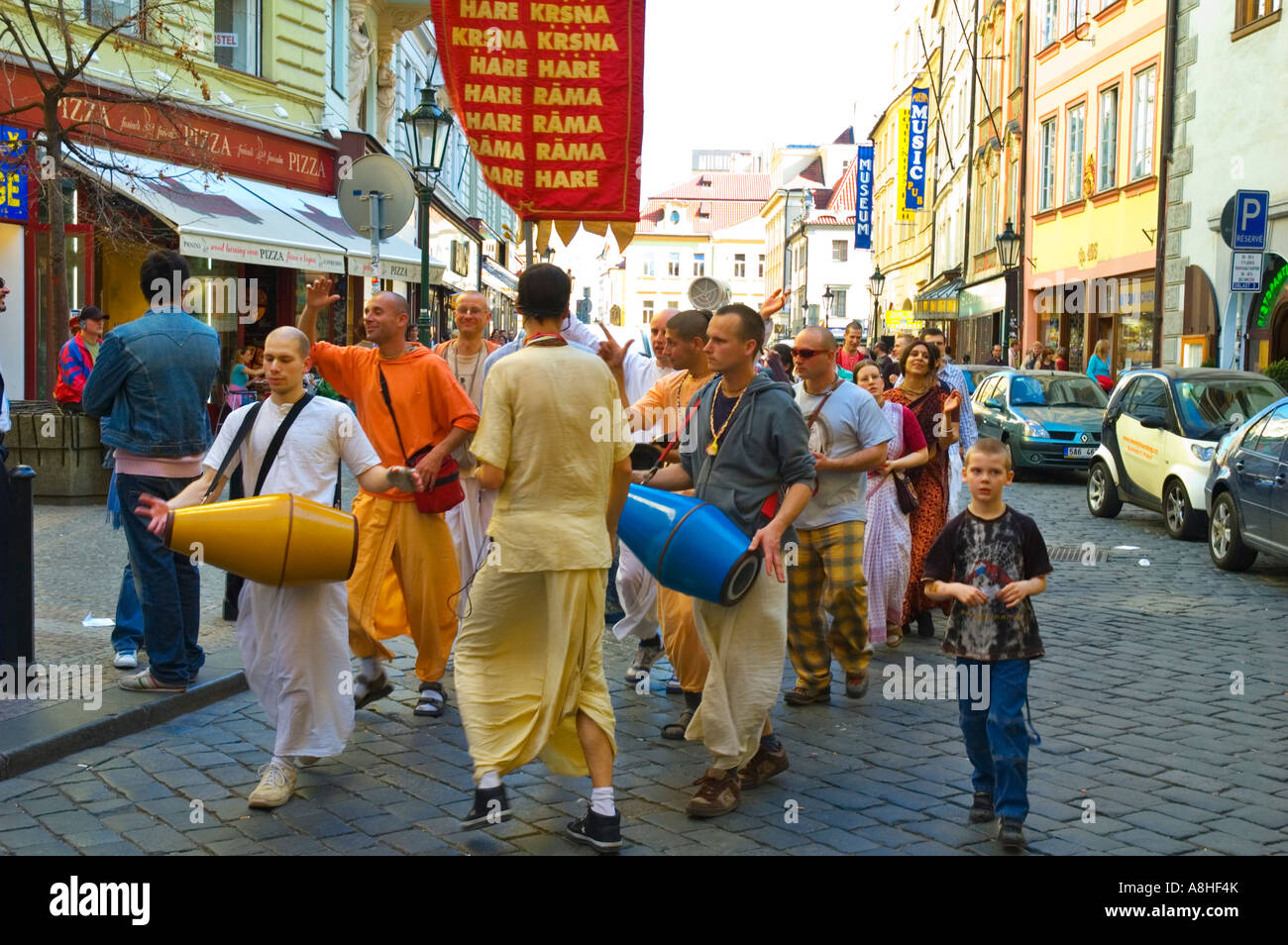 Groupe Hare Krishna centre de Prague République tchèque EU Banque D'Images