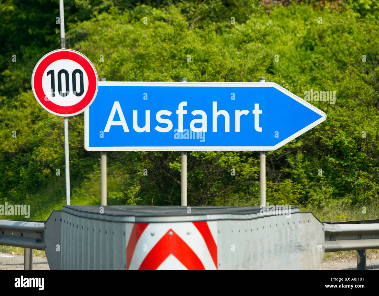 Panneau de sortie d'autoroute Autobahn, Ausfahrt, Allemagne, Europe Banque D'Images