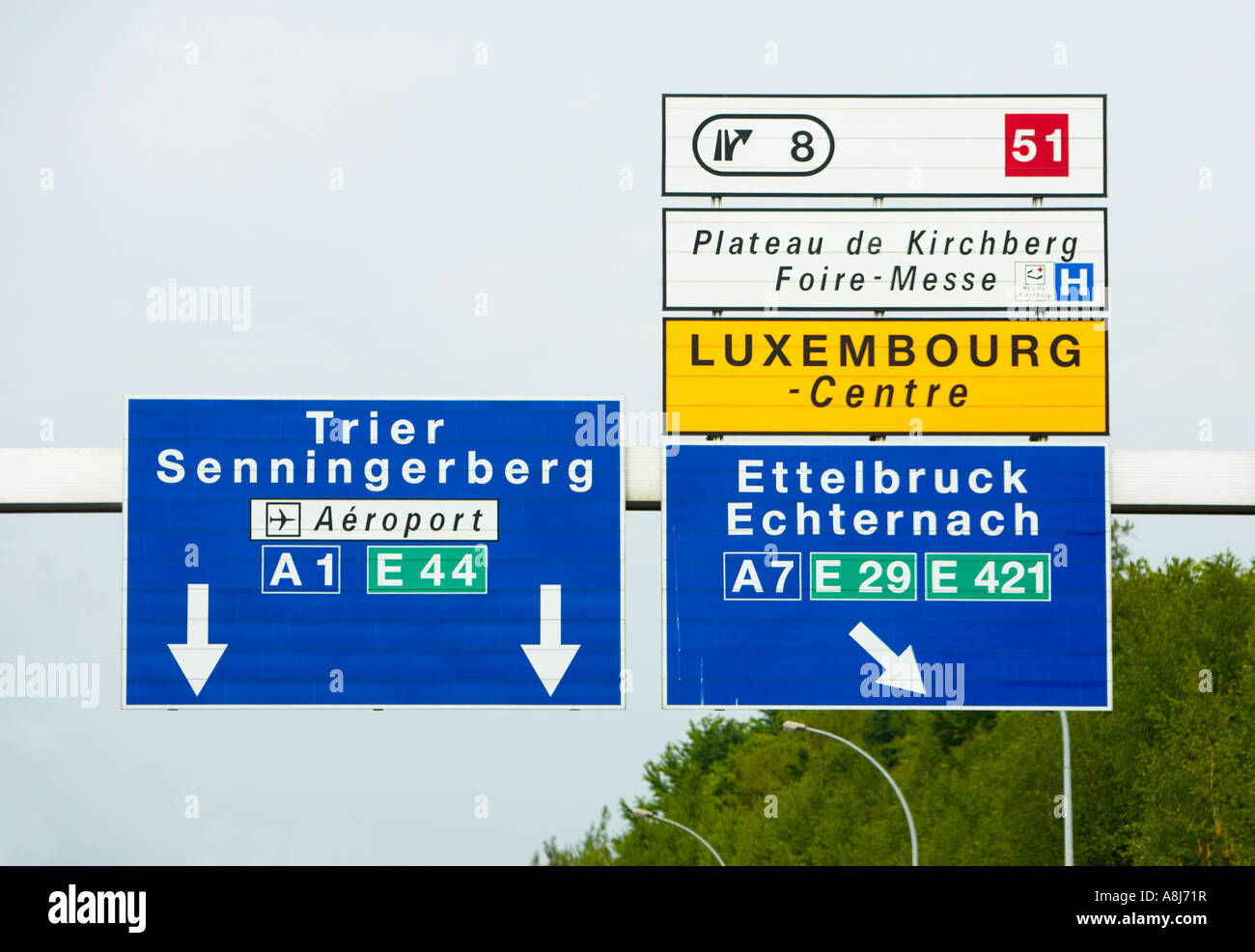 Autoroute direction Luxembourg Luxembourg Europe signes généraux Banque D'Images