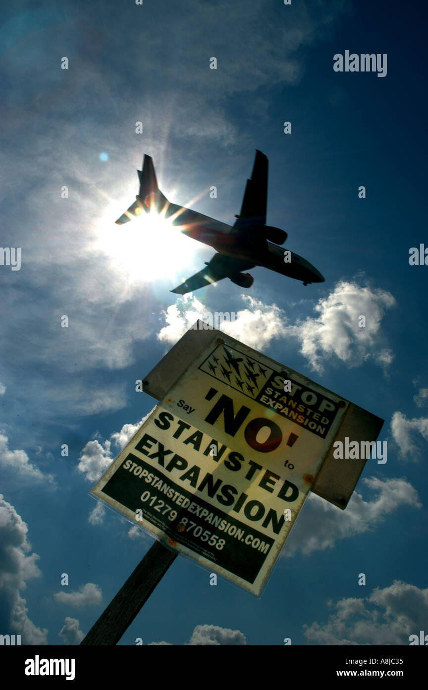 Arrêter l'expansion de l'aéroport de Stansted en 2003-2004 manifestations, Stansted Essex, Angleterre. Banque D'Images