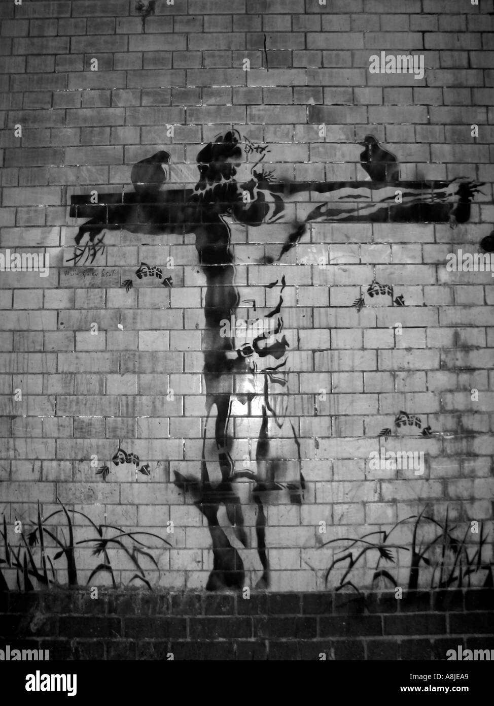 Graffiti Crucifixion Banque D'Images