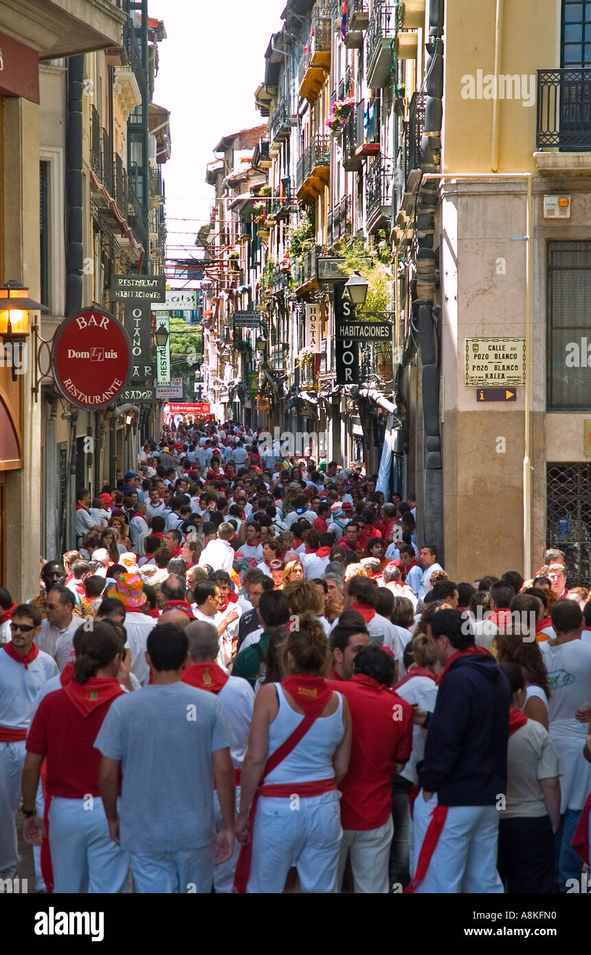 Fête de Saint Fermin, (encierro) Pamplona, Navarra, Espagne. Banque D'Images