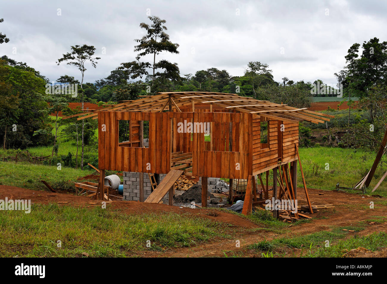 Maison en construction près de l'hôpital, Costa Rica Banque D'Images