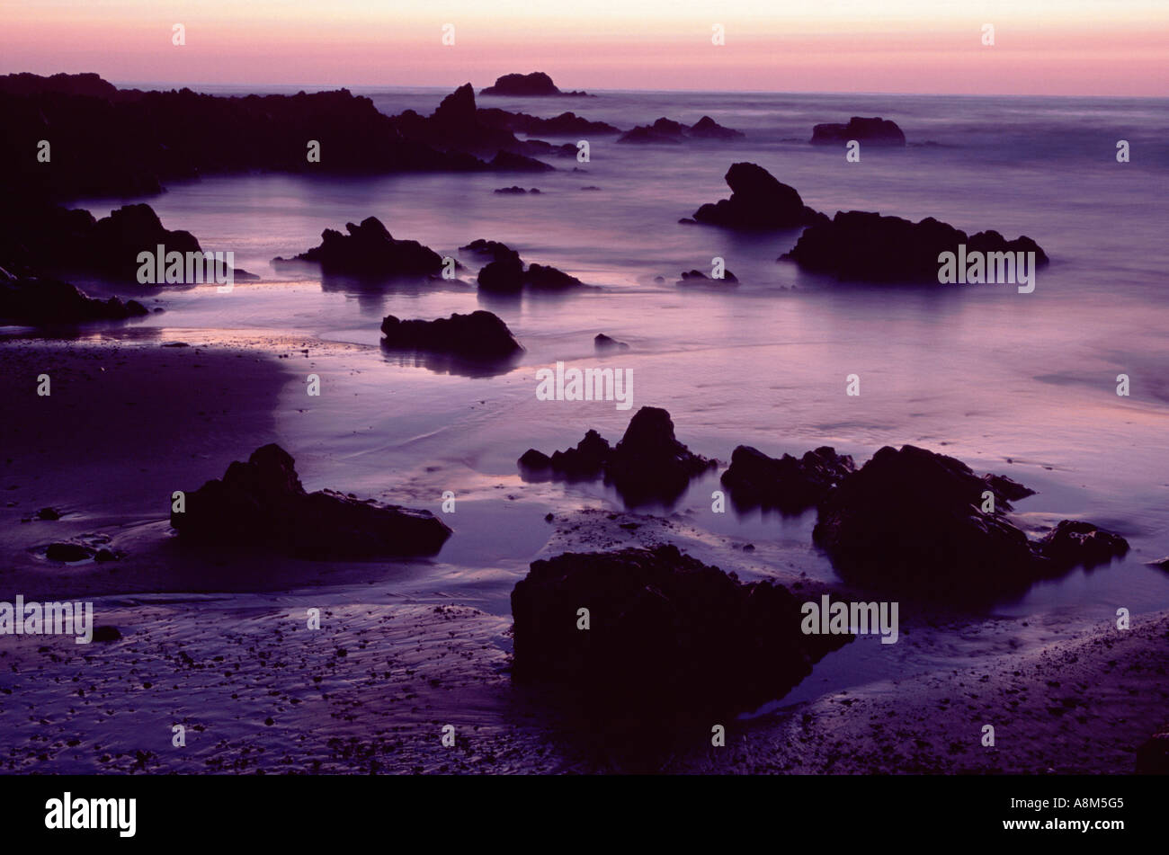 Coucher de soleil sur l'océan Atlantique Mirleft Maroc Banque D'Images