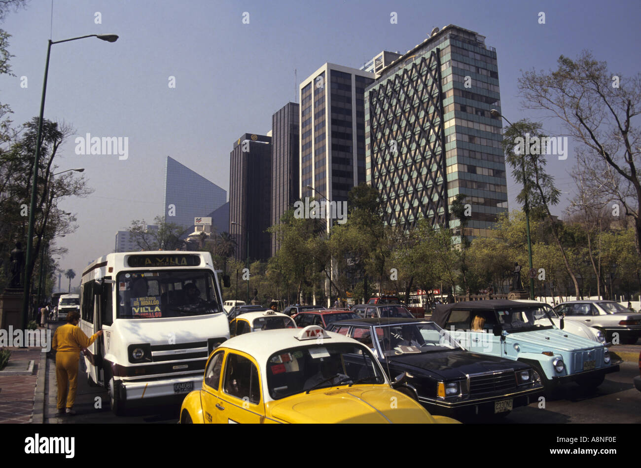 Mexico Embouteillage sur le Paseo De La Reforma Avenue Banque D'Images