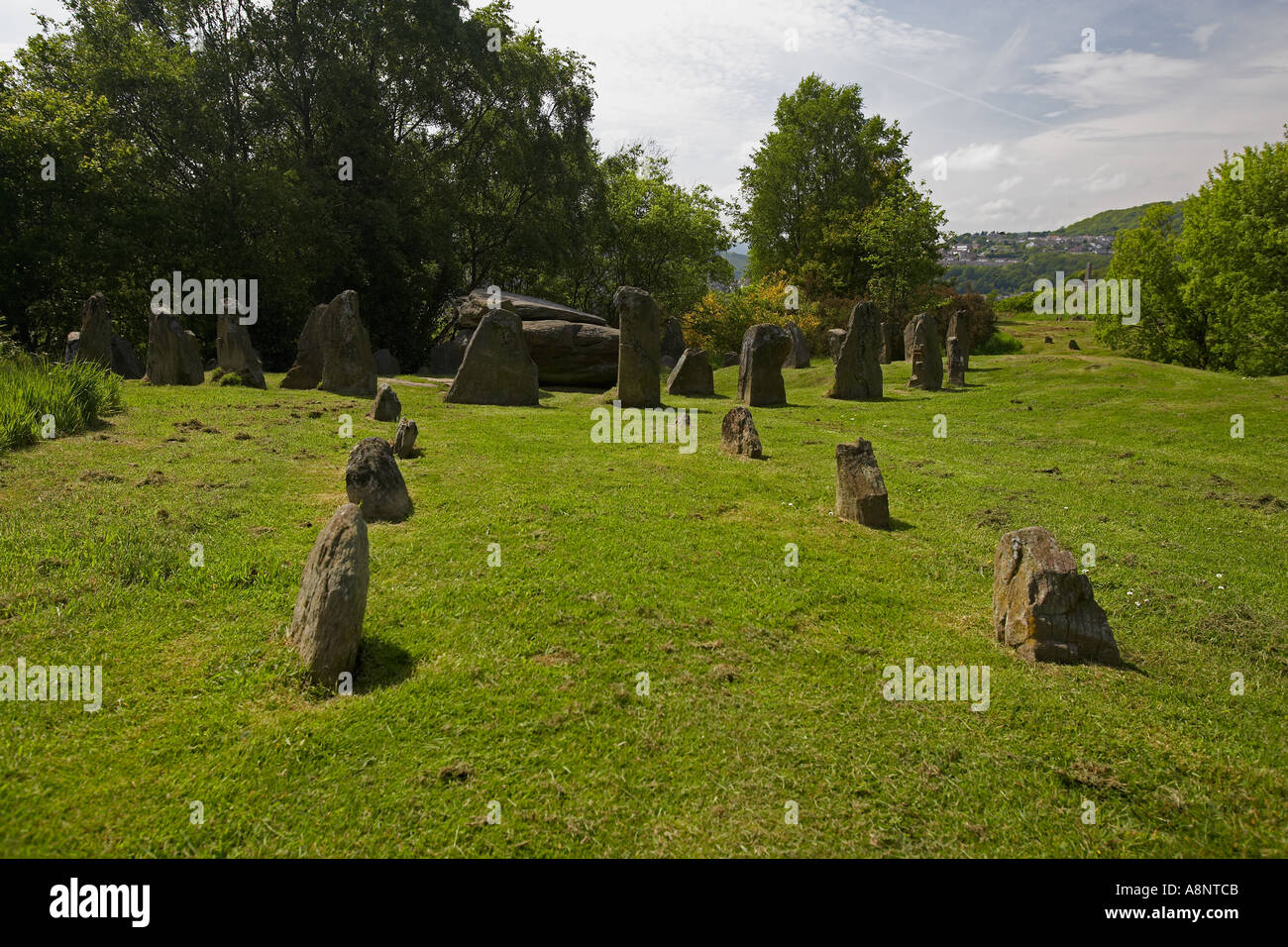 Gorsedd Stone Circle dans Pontypridd, Pays de Galles, Royaume-Uni Banque D'Images