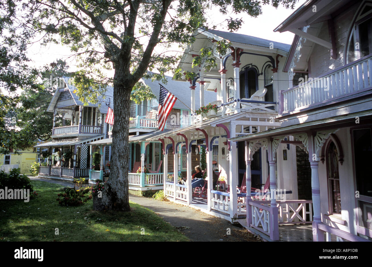 Maisons en pain d'épice sur Cape Cod, Martha's Vineyard USA Banque D'Images