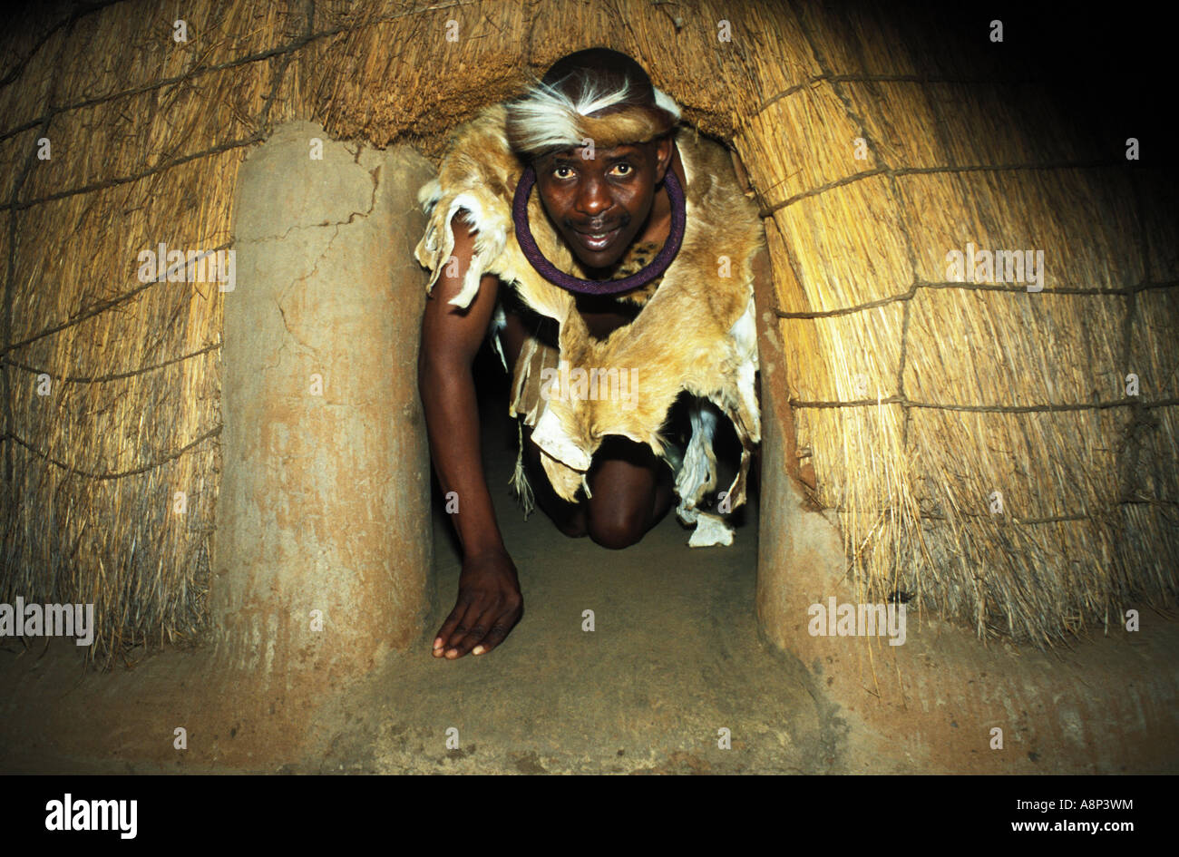 Guide au début de maison kgodwana style ndebele, village, kwa-ndebele, afrique du sud Banque D'Images