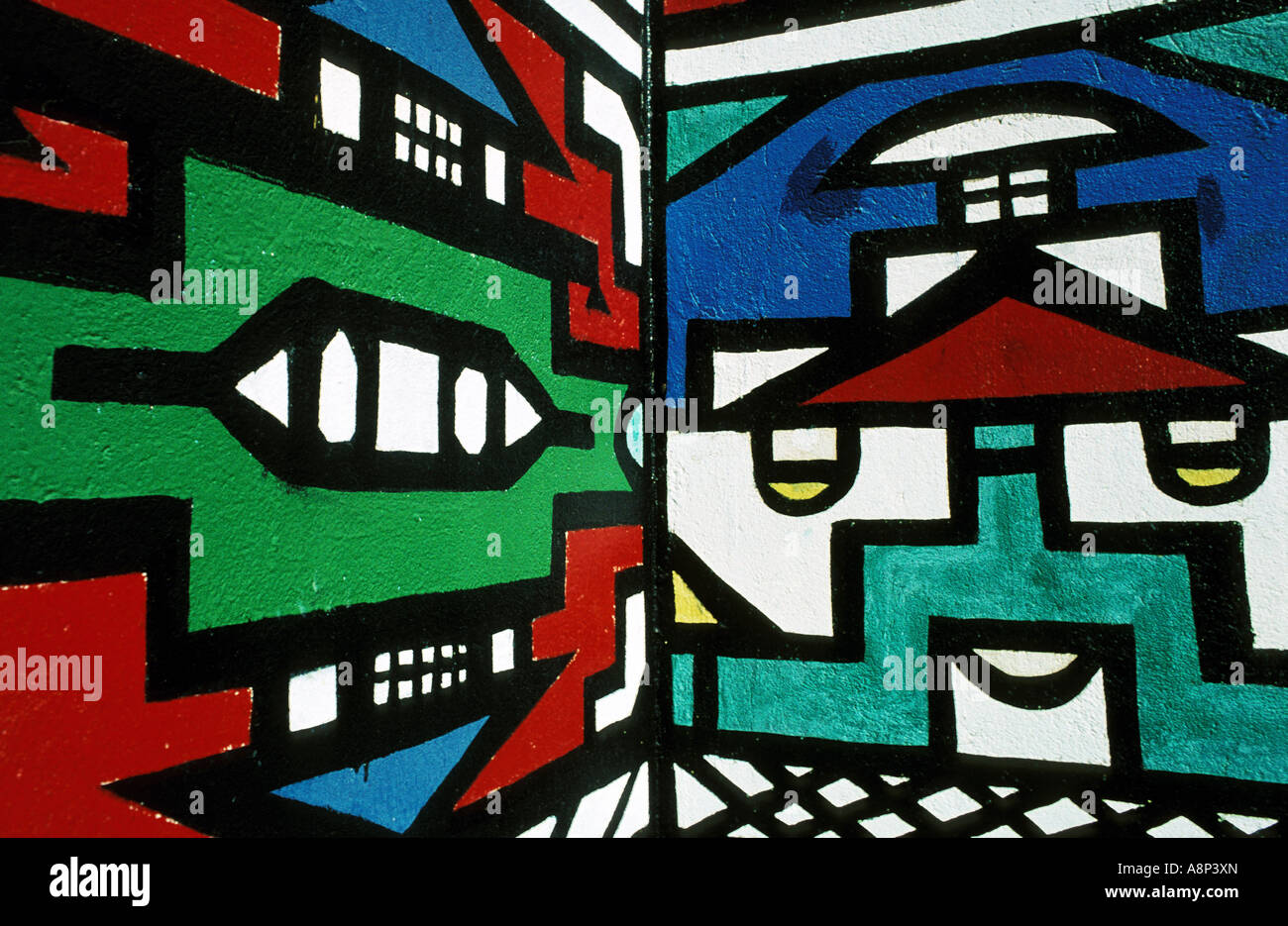Détail de l'intérieur de maison kgodwana ndebele, village, kwa-ndebele, afrique du sud Banque D'Images