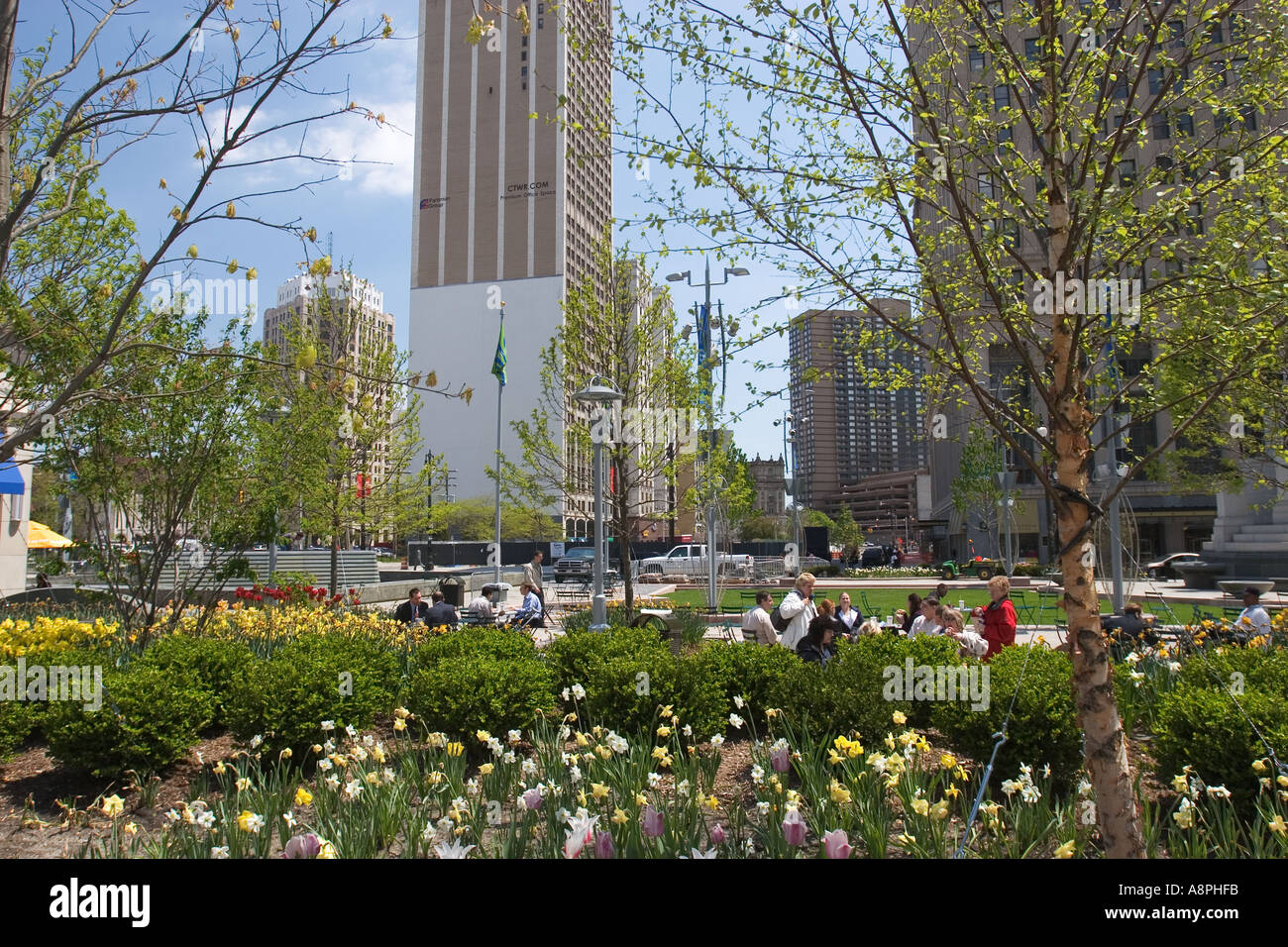 Parc Campus Martius dans le centre-ville de Detroit Banque D'Images