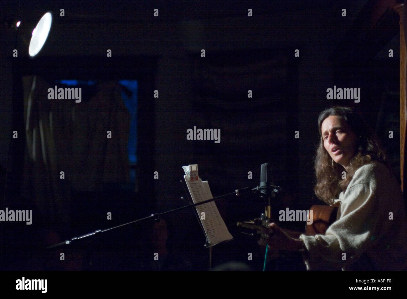 Détroit, Michigan chanteur de Julie Beutel effectue dans une maison les concerts Banque D'Images