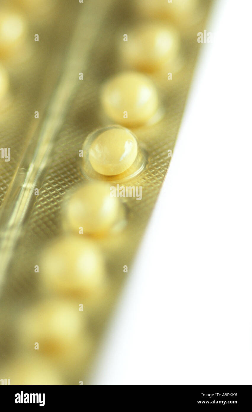 Une pilule contraceptive orale plaquette thermoformée Banque D'Images