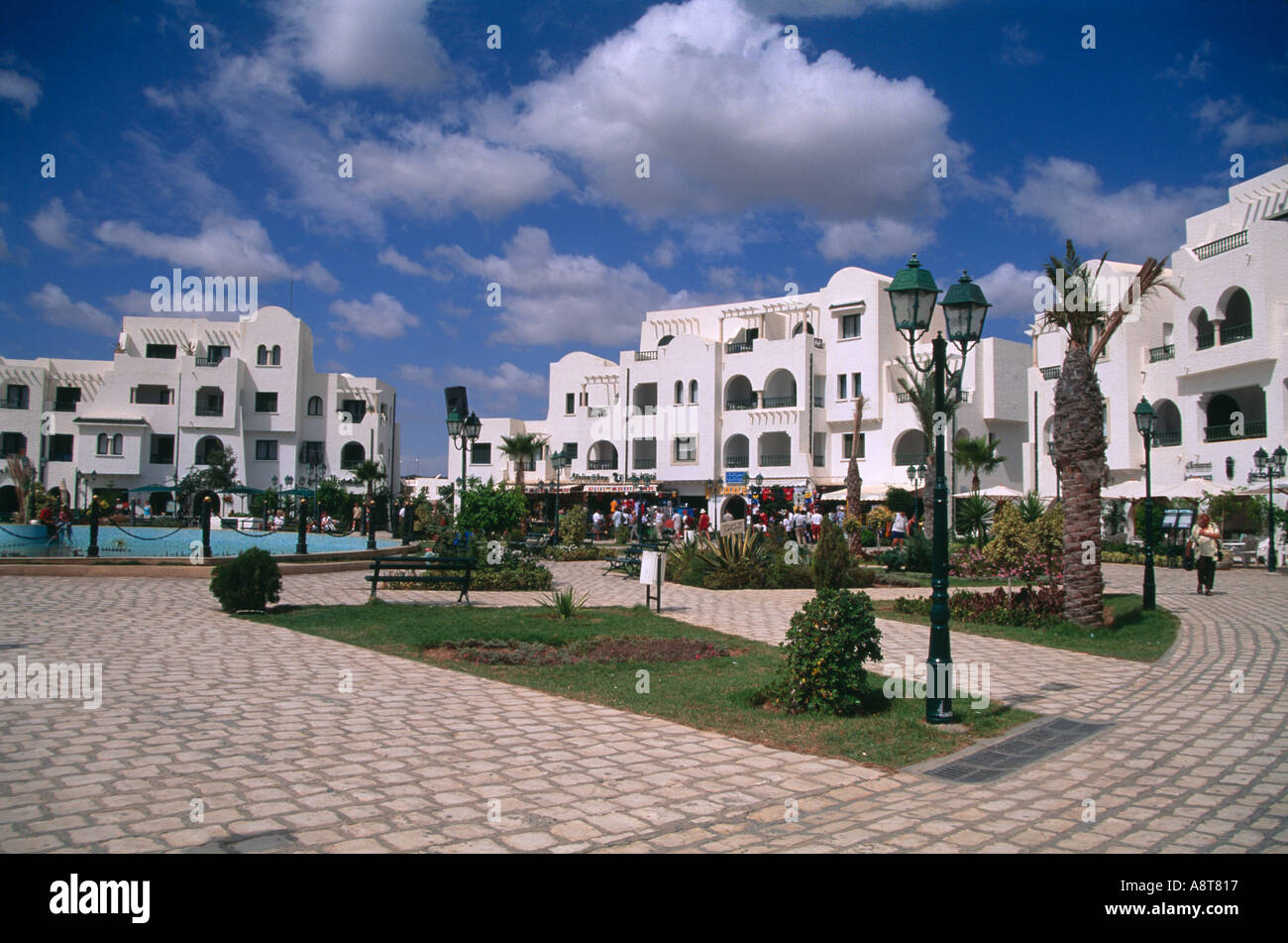 La place principale à Port El Kantaoui en Tunisie Banque D'Images