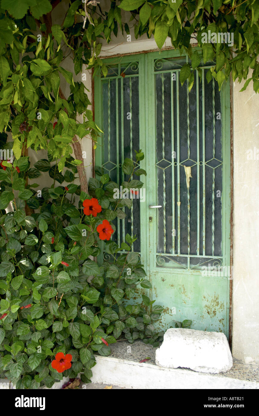 Porte d'entrée de maison Grèce Banque D'Images