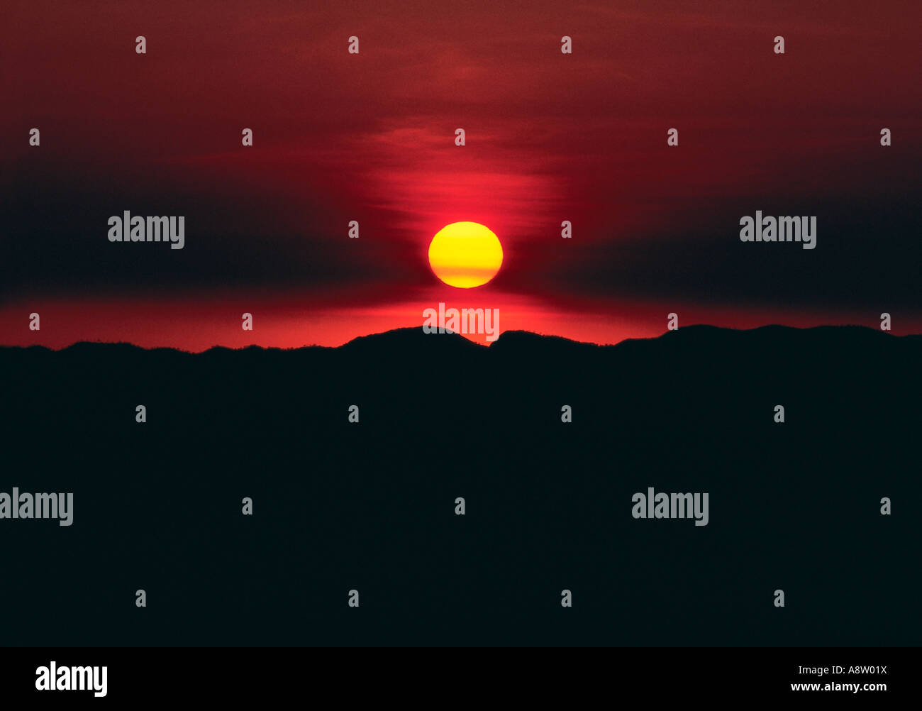 Coucher de soleil sur les collines. L'Australie. Territoire du Nord. Banque D'Images