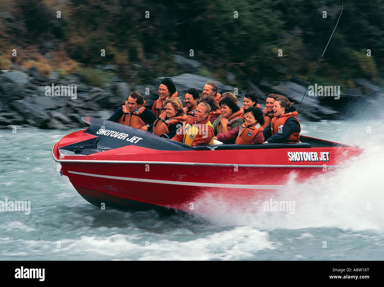 L'île du Sud Nouvelle-zélande voyage Otago Shotover Jet Boat Banque D'Images