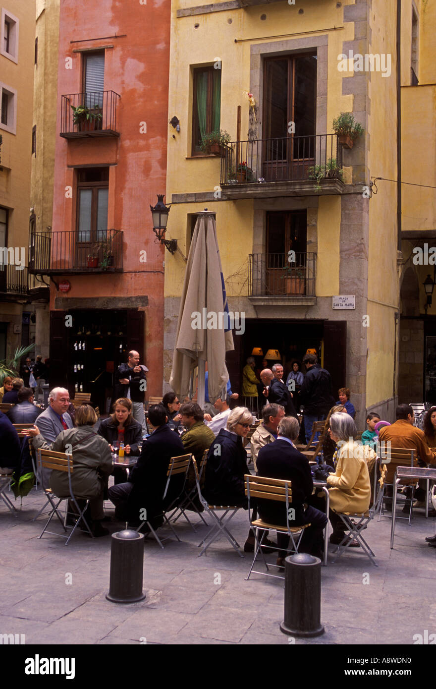 Espagnols, espagnols, café, restaurant, Espagnol de la nourriture et des boissons, nourriture et boissons, cuisine espagnole, Plaça de Santa Maria, Ribera, Barcelone, Espagne Banque D'Images