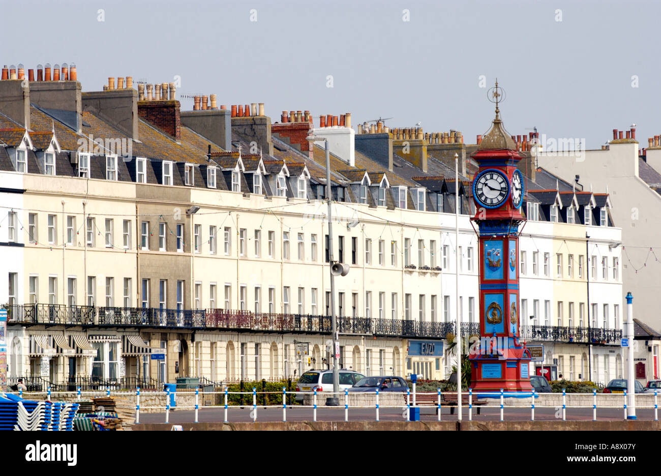 Terrasse d'hôtels sur front de mer de Weymouth Dorset England UK Banque D'Images