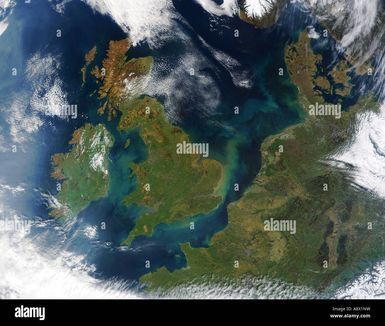 Îles britanniques et nord-ouest de l'Europe vue de l'espace Banque D'Images