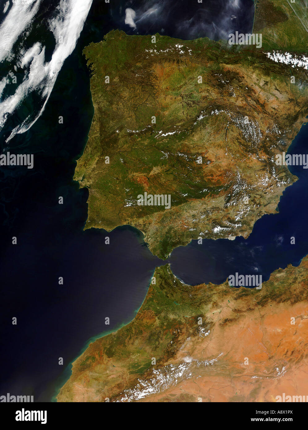 L Espagne Le Portugal Et L Afrique Du Nord Vue De L Espace Photo Stock Alamy