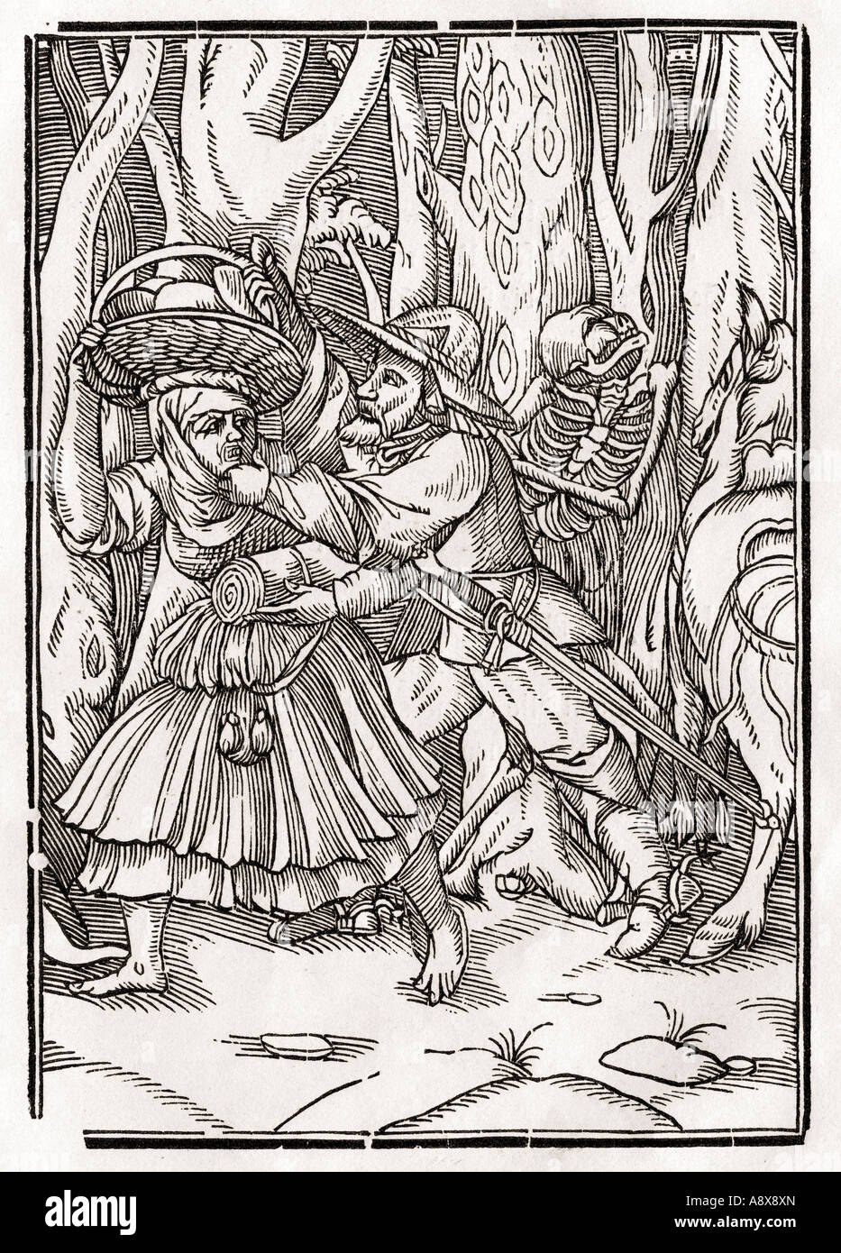 La mort vient pour le Robber . Après Hans Holbein, le jeune. De Der Todten Tanz ou de la danse de la mort, publié Bâle 1843. Banque D'Images