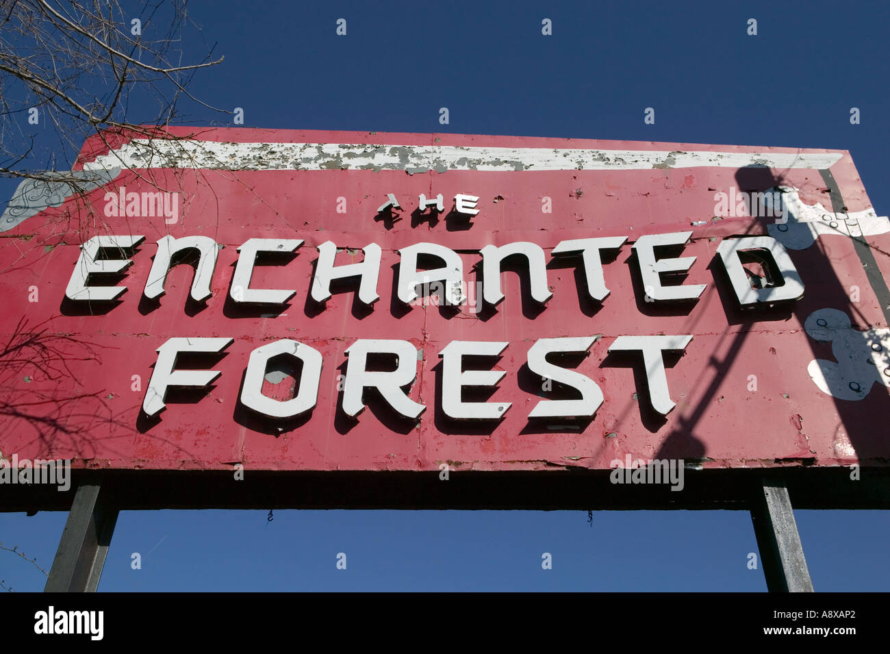 Signer en mauvais état à la forêt enchantée Ellicott City dans le Maryland Banque D'Images