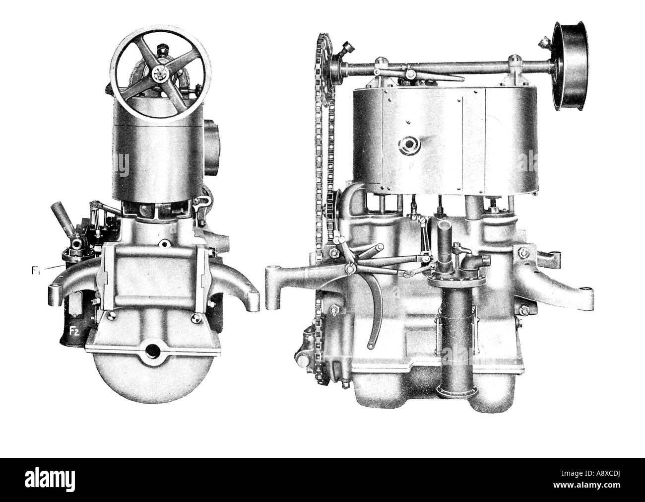 WHITE 30 CHEVAUX DE PUISSANCE MOTEUR DE VOITURE À VAPEUR Banque D'Images