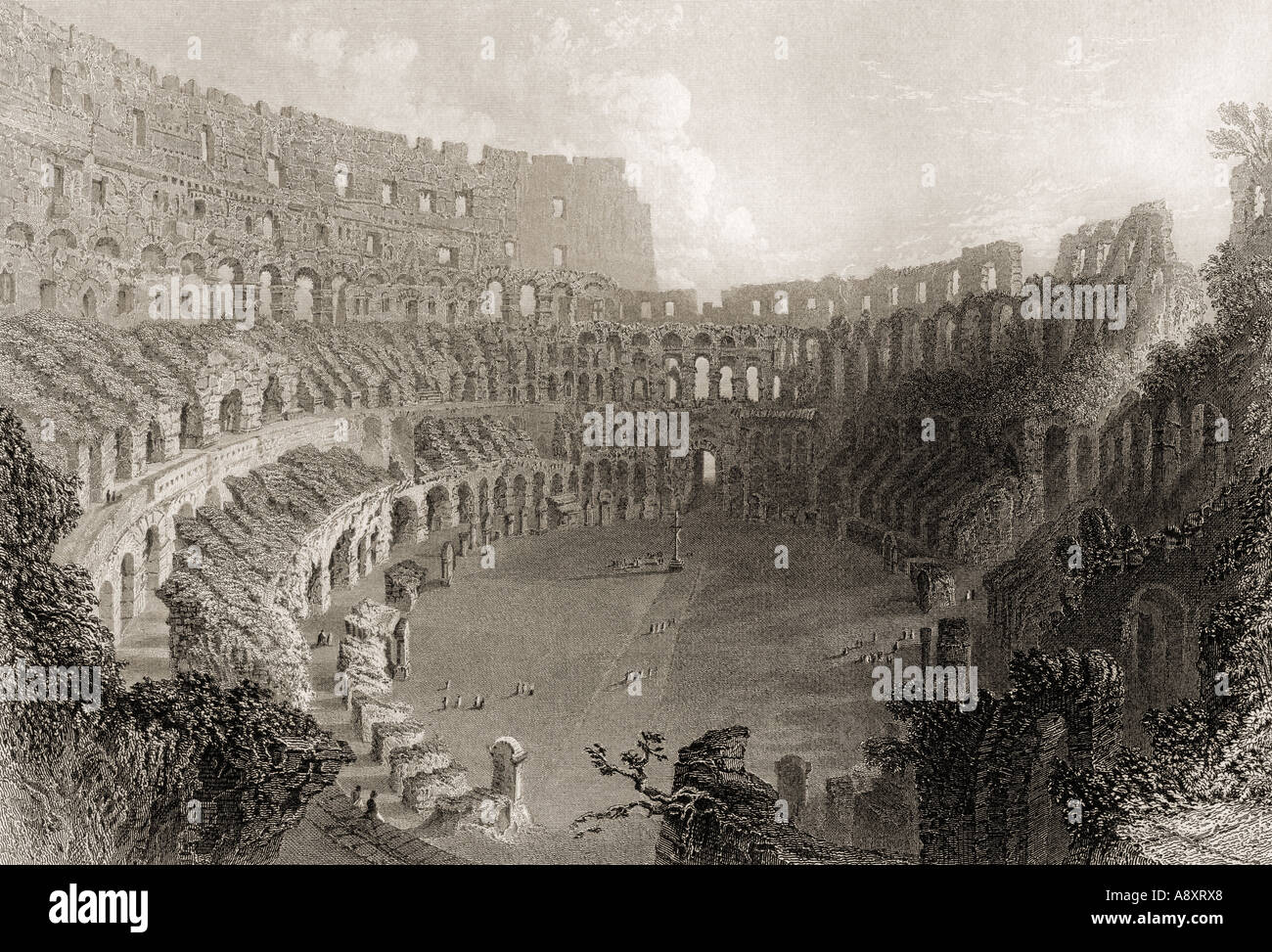 Colisée, Rome, Italie. Gravée par E Roberts Banque D'Images