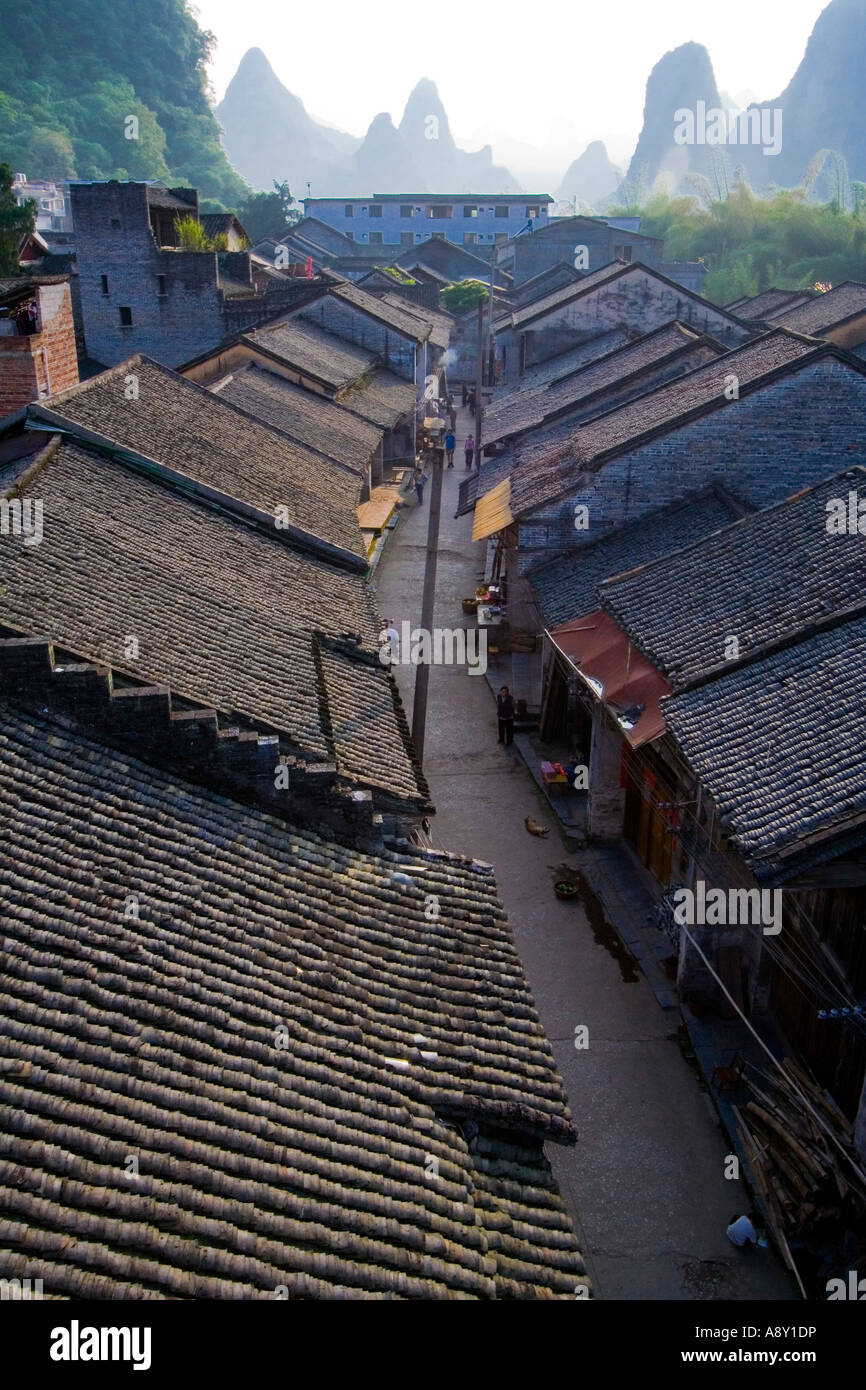 Xing Ping Village près de Guilin et Yangshuo Chine Banque D'Images