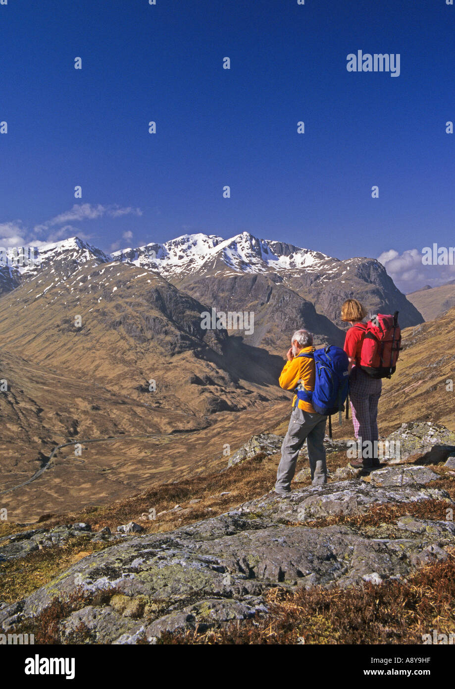 Les trois Sœurs de Glen Coe vu de Stob Mhic Mhartuin un court détour de la West Highland Way Banque D'Images