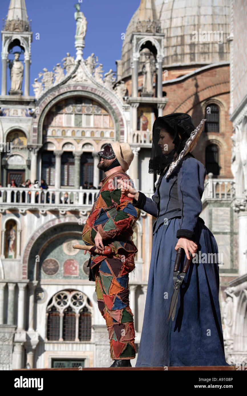 Les masques traditionnels de San Marco au cours du Carnaval de Venise 2007, Italie Banque D'Images