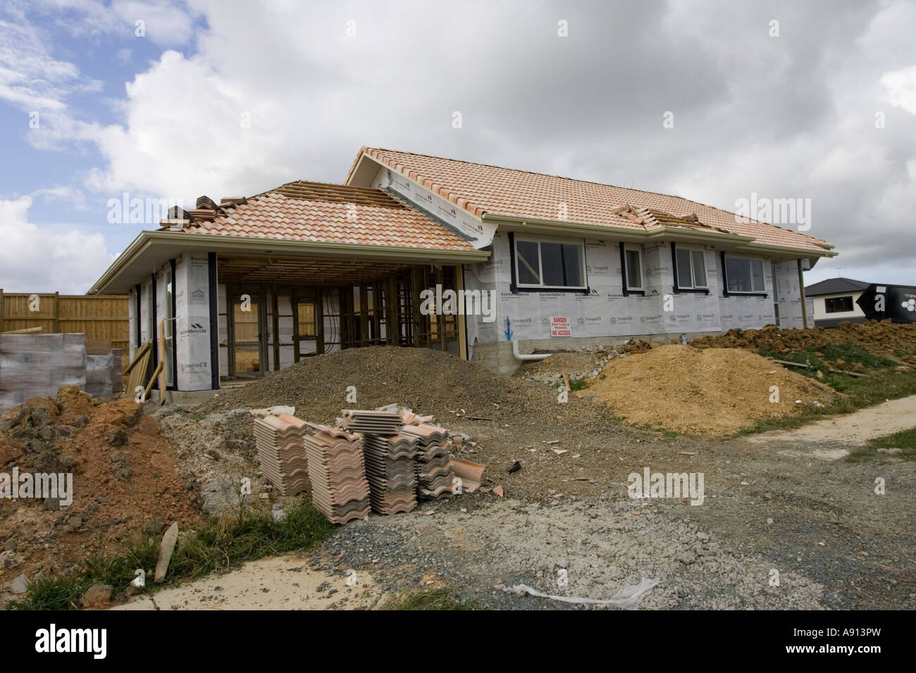 Bungalow de banlieue moderne en construction Auckland New Zealand North Island Banque D'Images