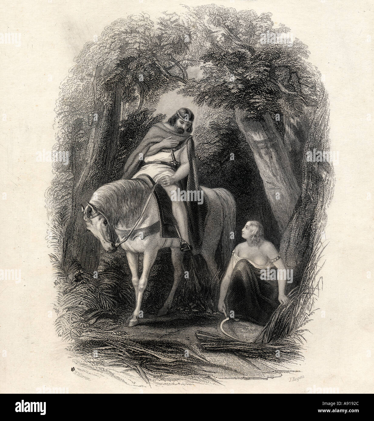 Le roi Cormac et la juste Eithne, dessiné par H Warren. Cormac Mac Carthaig d.1138. Roi de Munster. À partir de l'histoire de l'Irlande par T Wright v. Banque D'Images