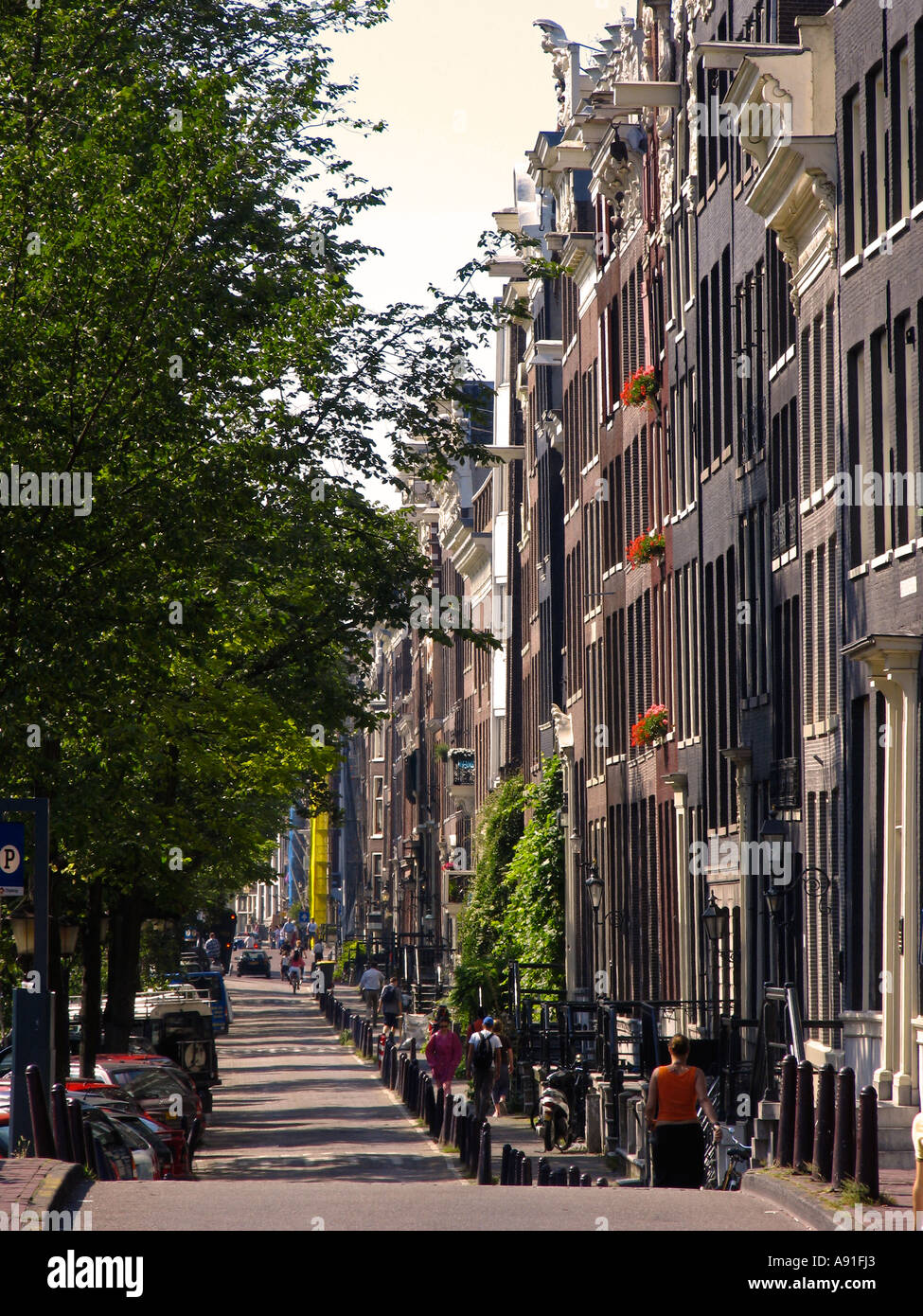 Blick auf eine hübsche Gracht à Amsterdam en vue d'un joli canal à Amsterdam Banque D'Images