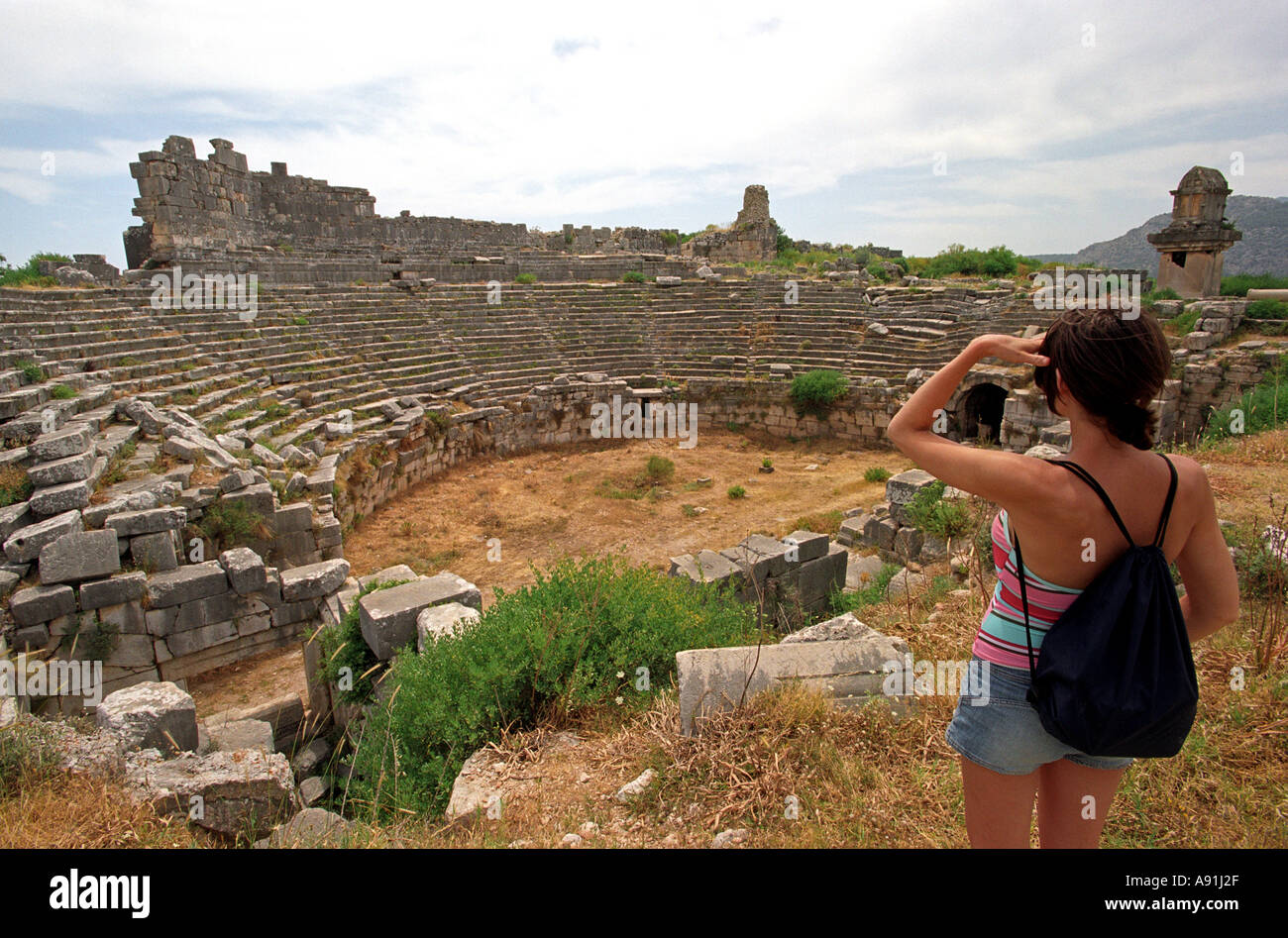 Ruines de l'Amphithéâtre Romain Xanthos en Turquie Banque D'Images