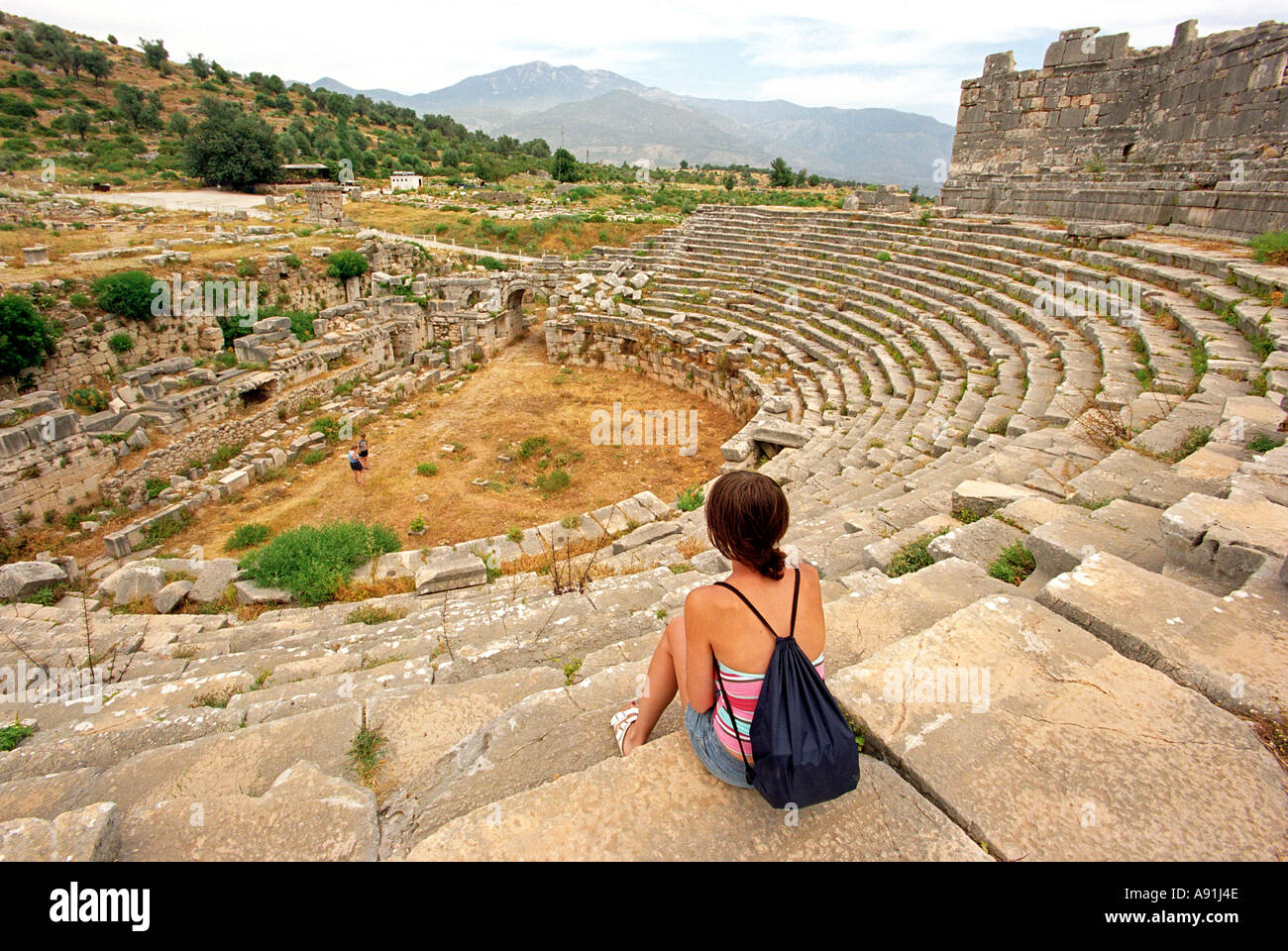 Ruines de l'Amphithéâtre Romain Xanthos en Turquie Banque D'Images