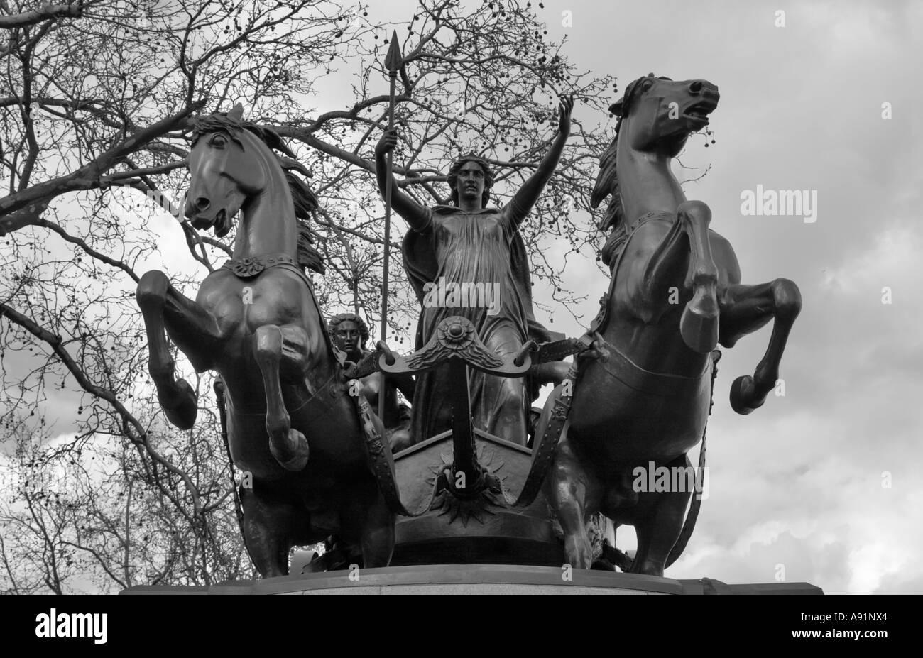 Statue de Boudicca et ses filles, Westminster Pier, Londres, Angleterre Banque D'Images